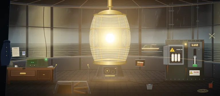 The lamp room at the top of the lighthouse